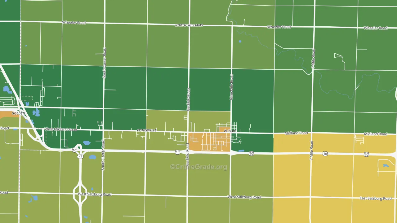 Auburn, MI Map of Vandalism Rates