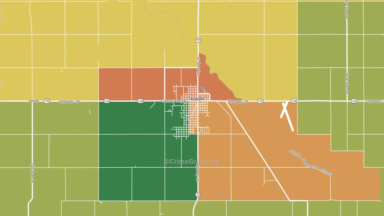 Auburn, NE Map of Vandalism Rates