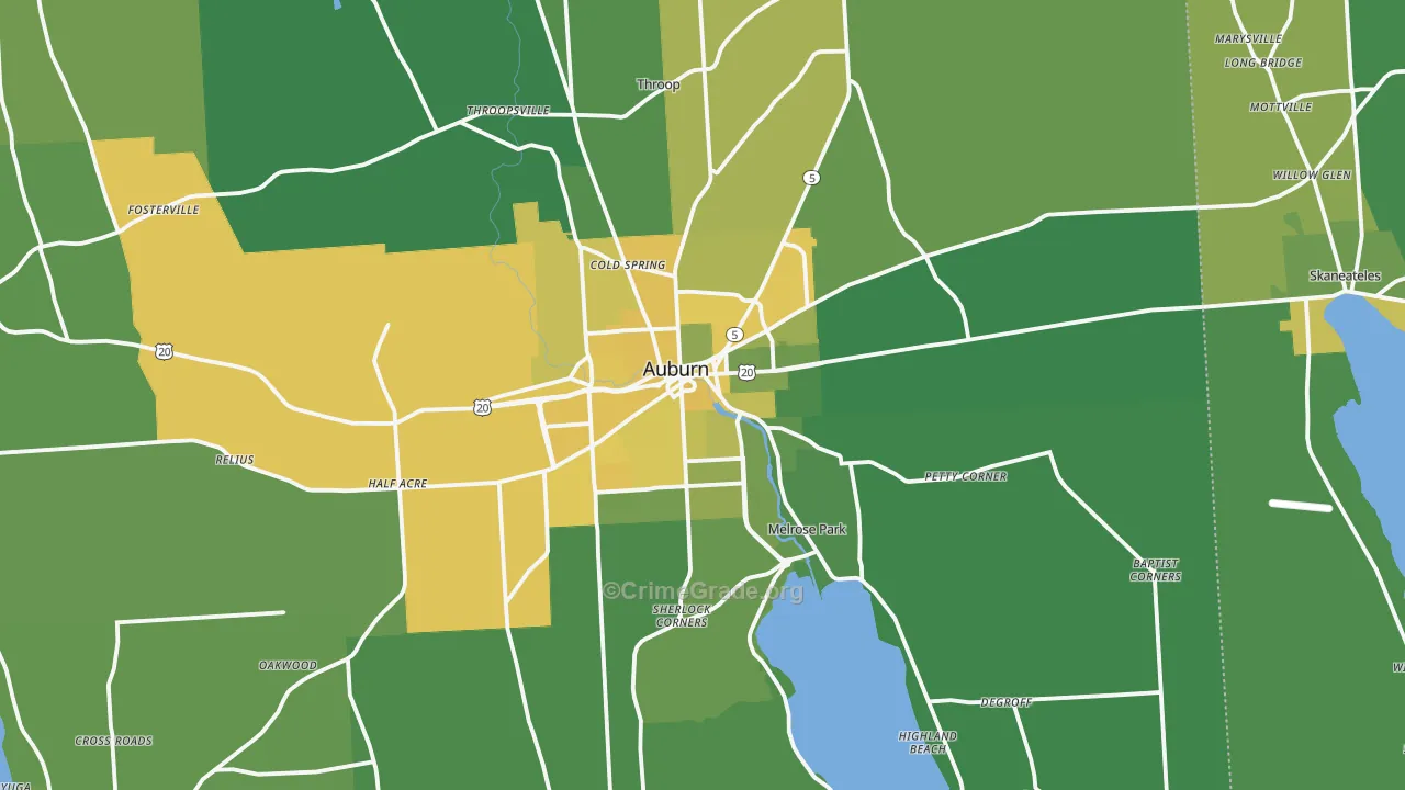 Auburn, NY Map of Vandalism Rates