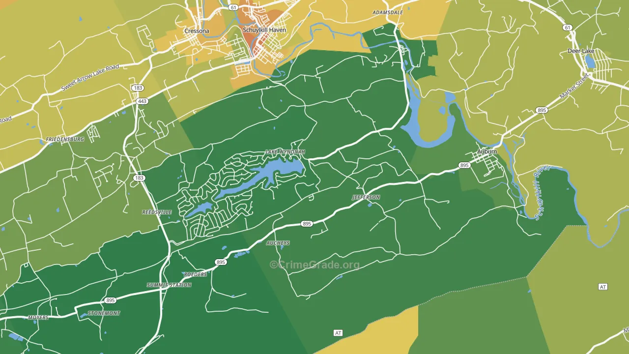 Auburn, PA Map of Vandalism Rates