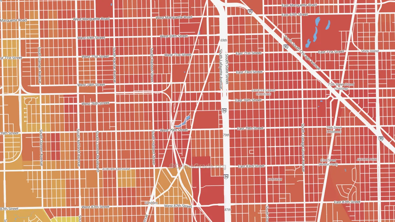 Auburn Park, Chicago, IL Map of Vandalism Rates
