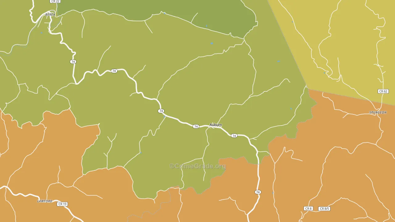 Auburn, WV Map of Vandalism Rates