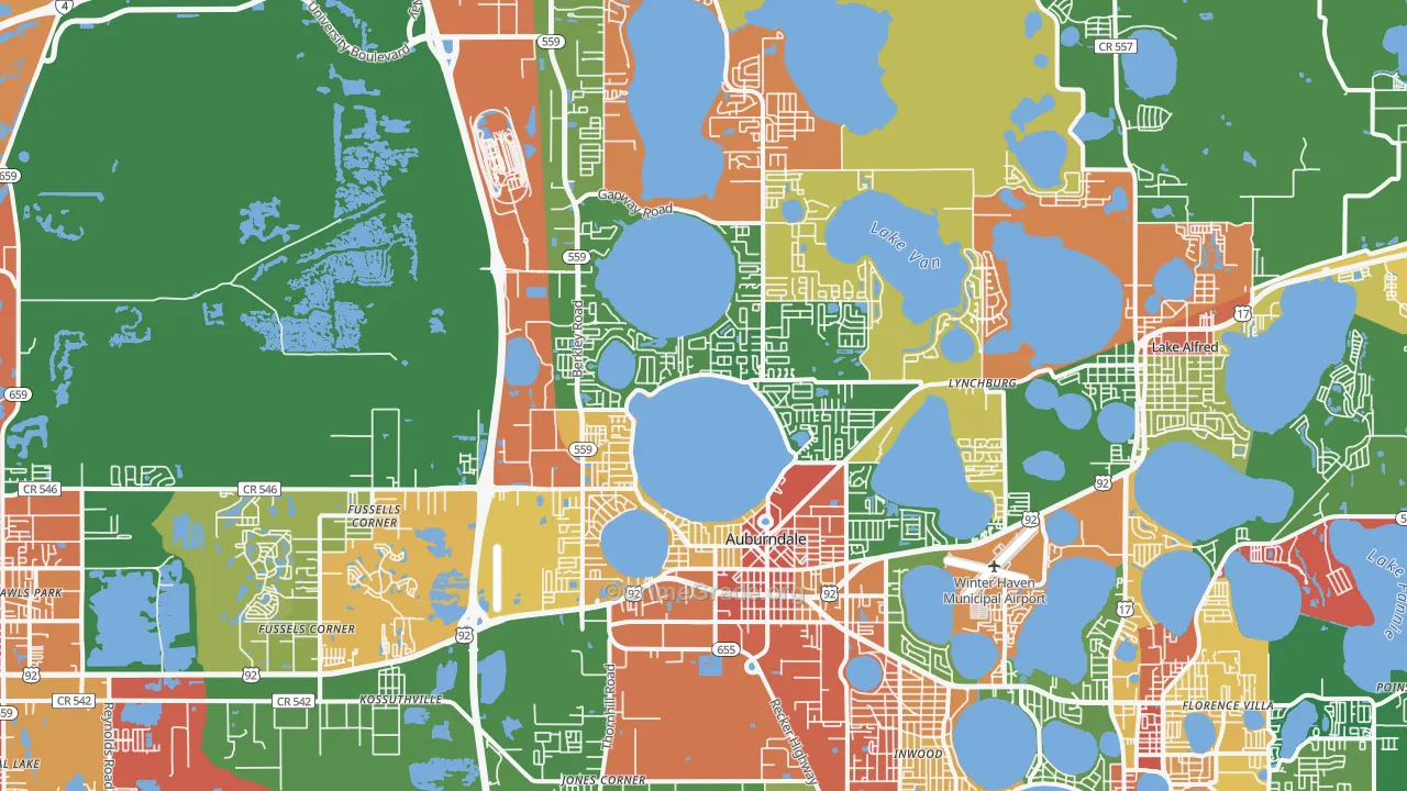 Auburndale, FL Map of Vandalism Rates