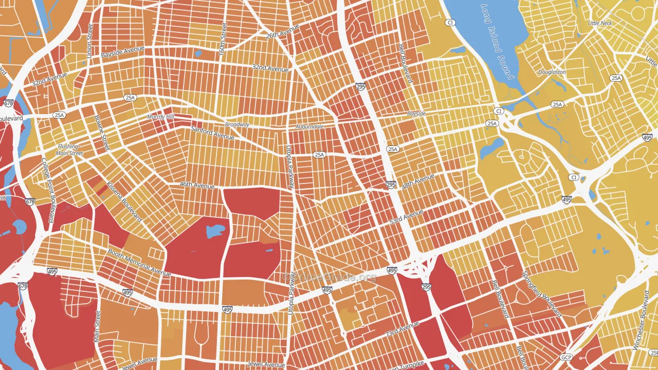 Auburndale, Queens, NY Map of Vandalism Rates