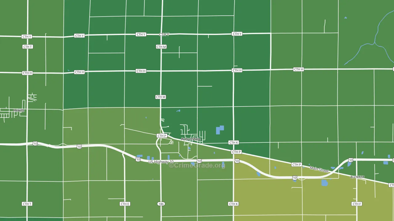 Auburndale, WI Map of Vandalism Rates