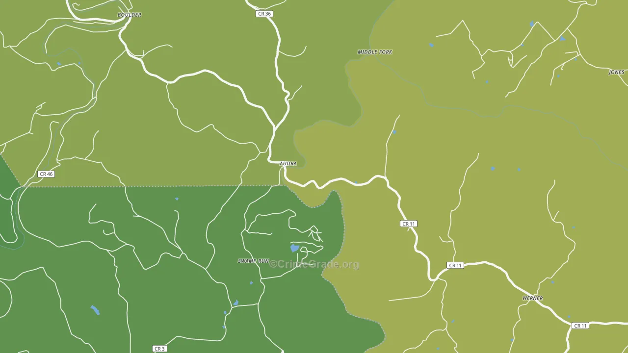 Audra, WV Map of Vandalism Rates