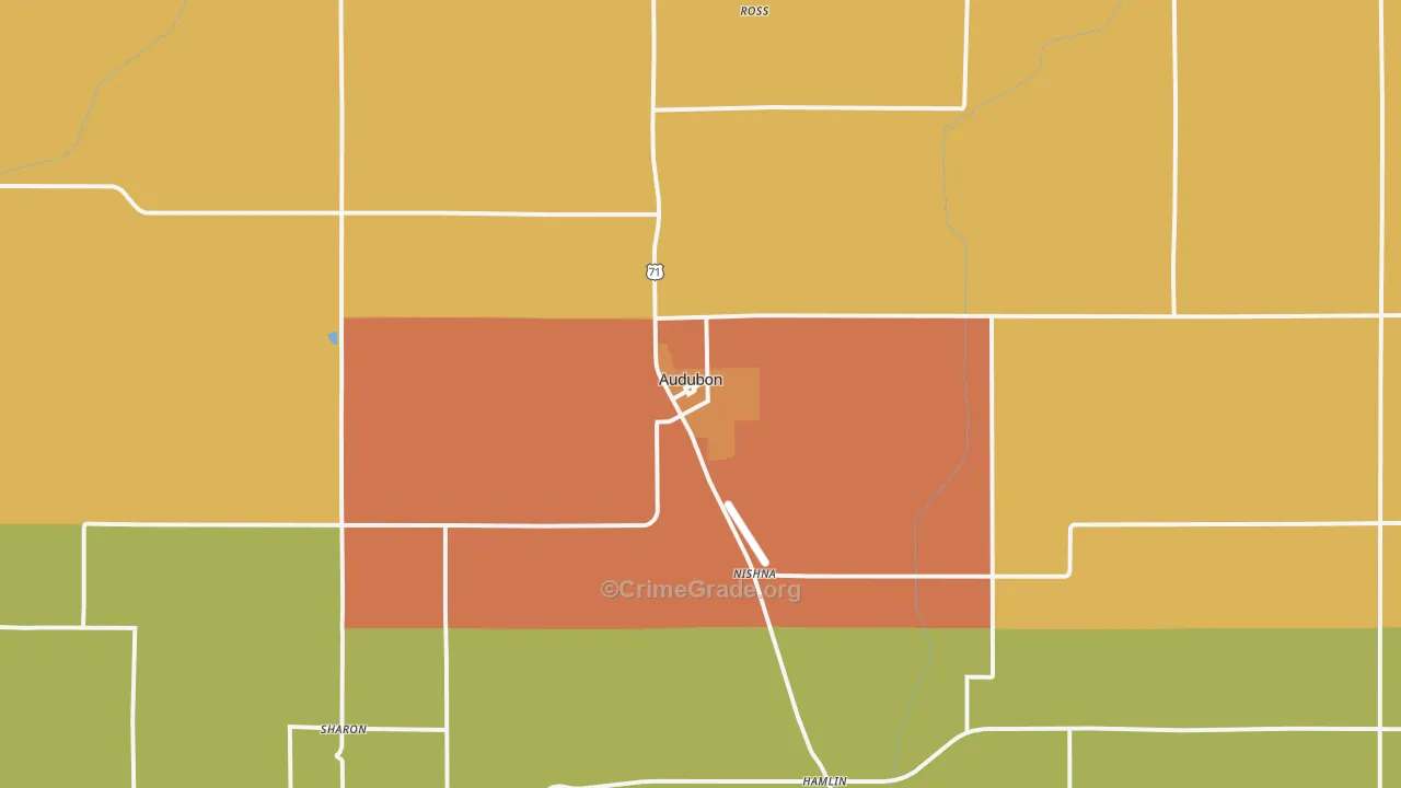Audubon, IA Map of Vandalism Rates