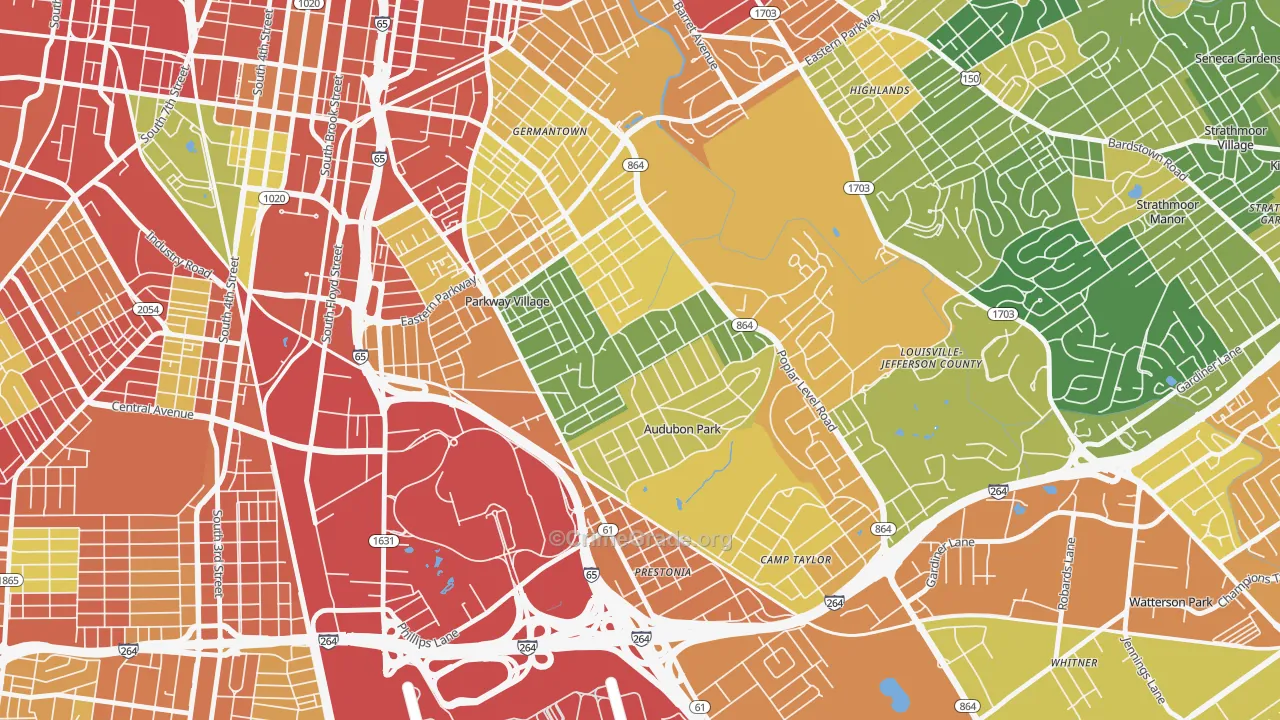 Audubon, Louisville, KY Map of Vandalism Rates