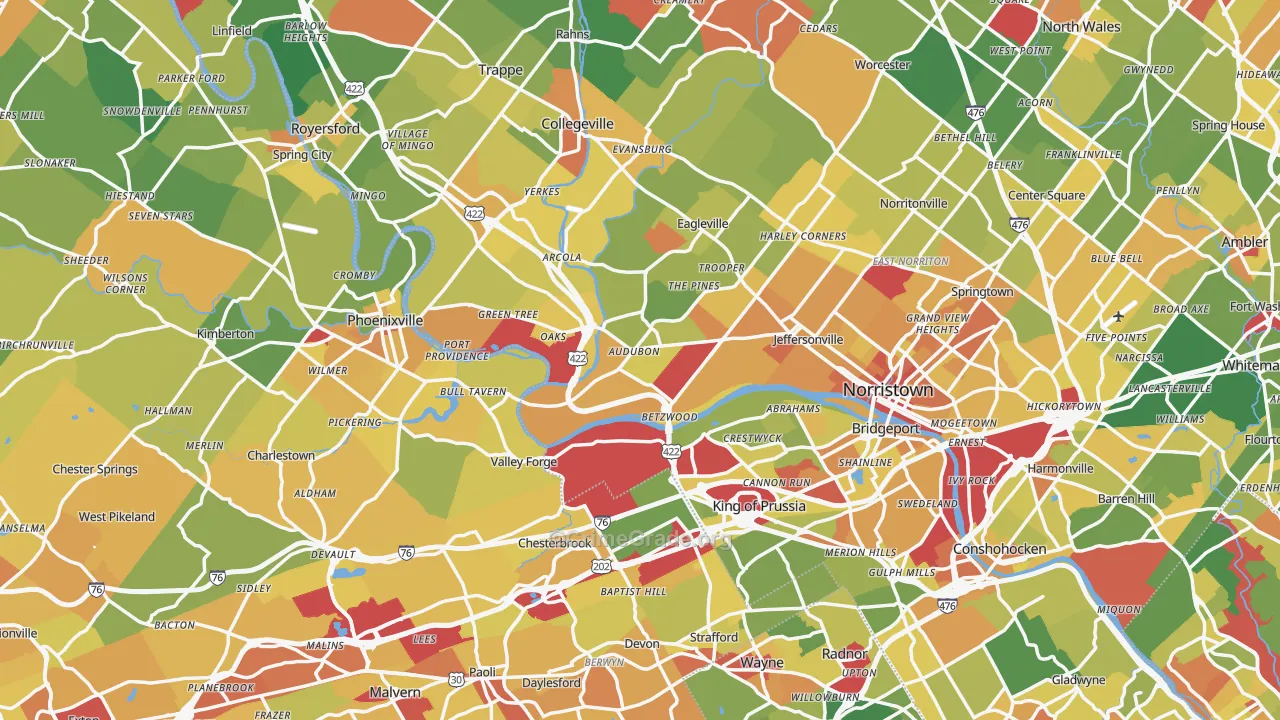 Audubon, PA Map of Vandalism Rates