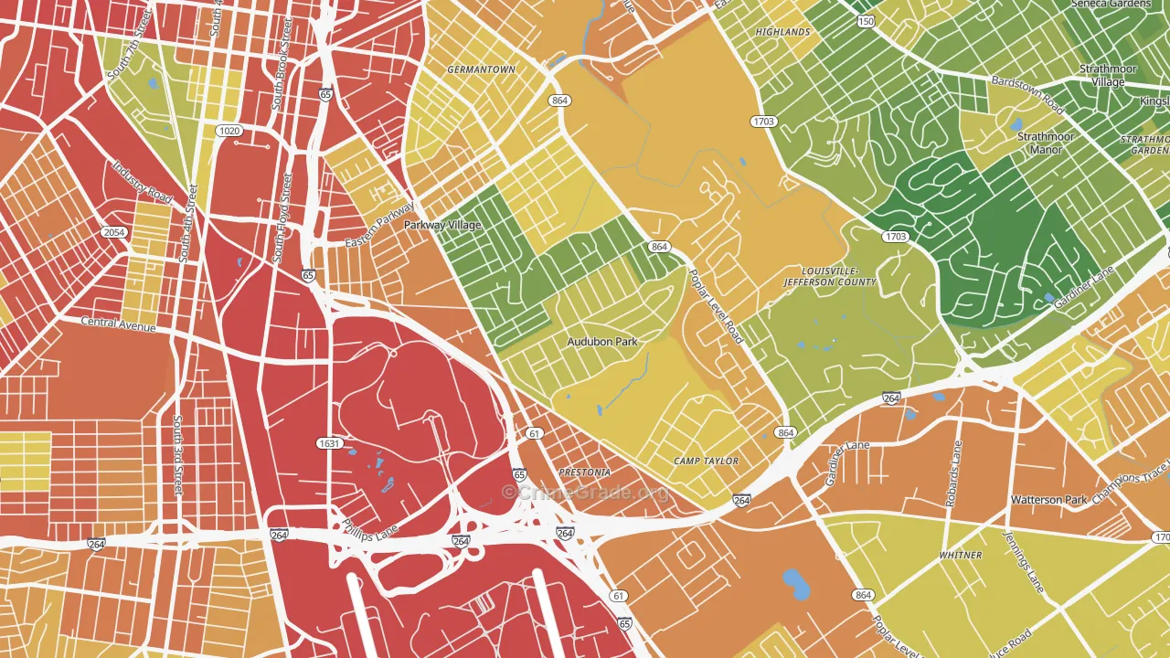 Audubon Park, KY Map of Vandalism Rates