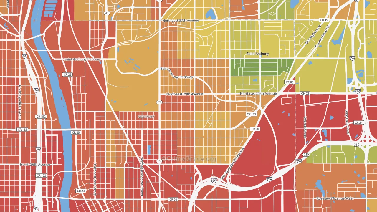Audubon Park, Minneapolis, MN Map of Vandalism Rates