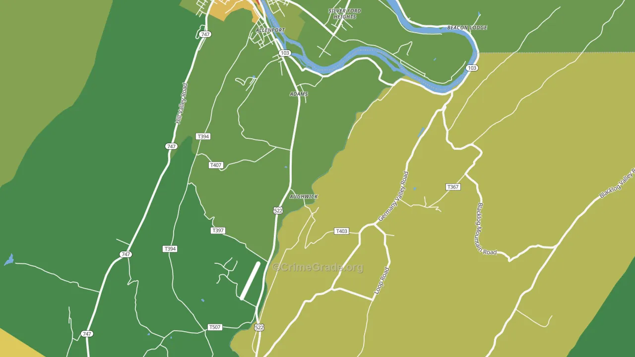 Aughwick, PA Map of Vandalism Rates