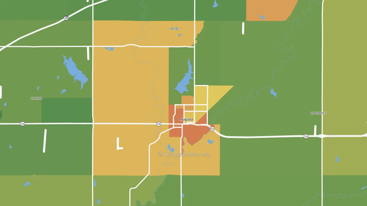 Augusta, KS Map of Vandalism Rates
