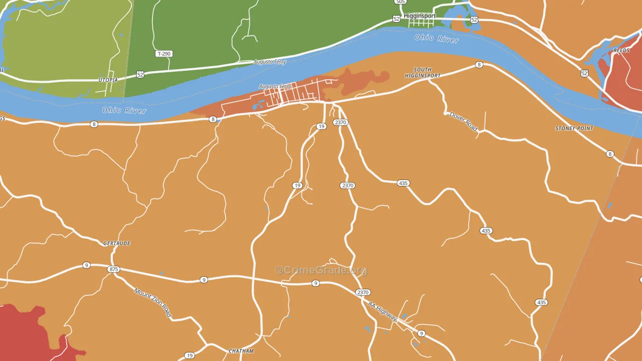 Augusta, KY Map of Vandalism Rates