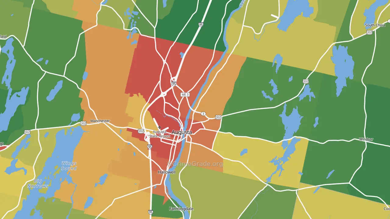 Augusta, ME Map of Vandalism Rates