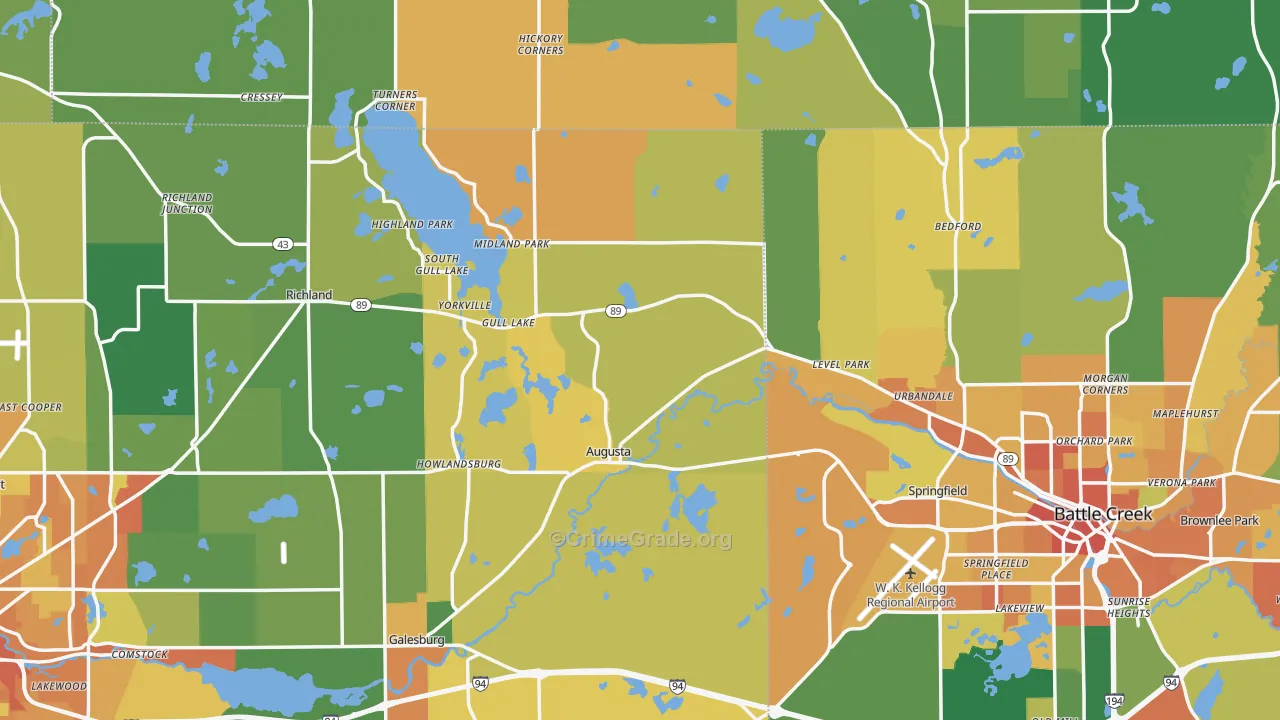 Augusta, MI Map of Vandalism Rates