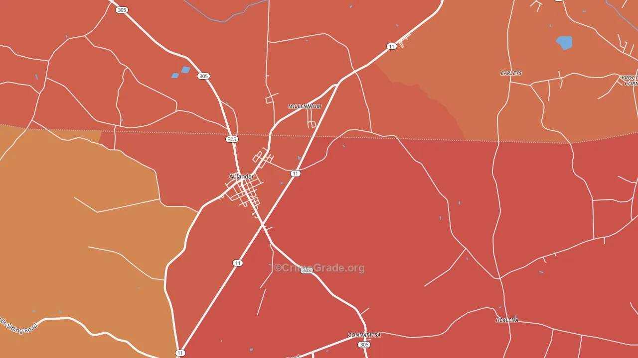Aulander, NC Map of Vandalism Rates