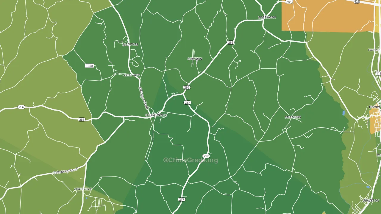 Aultman, PA Map of Vandalism Rates