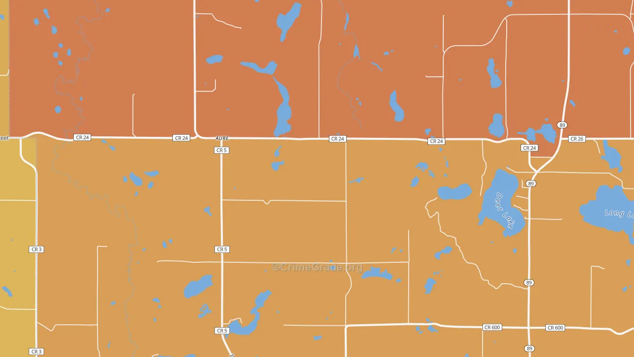 Aure, MN Map of Vandalism Rates