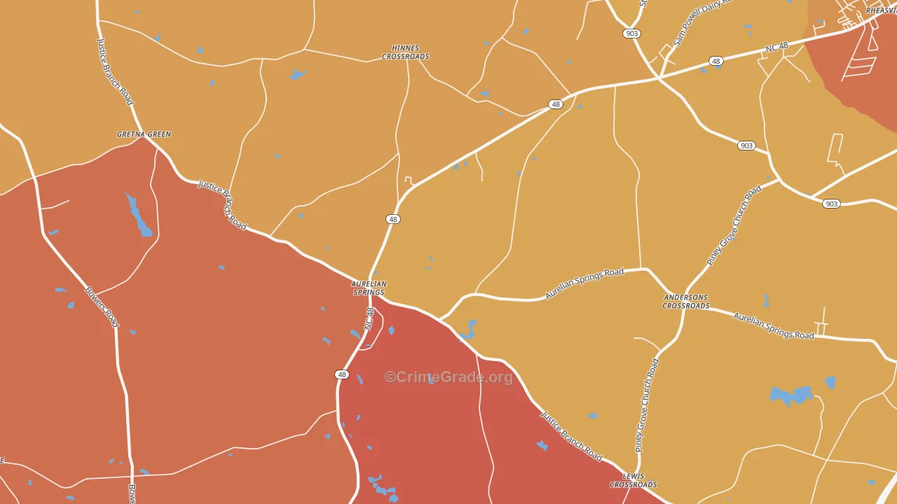 Aurelian Springs, NC Map of Vandalism Rates