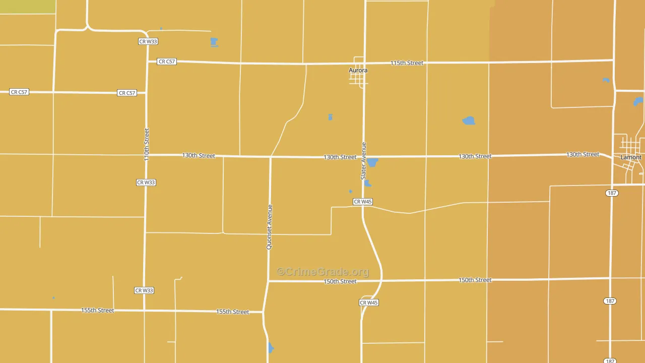 Aurora, IA Map of Vandalism Rates