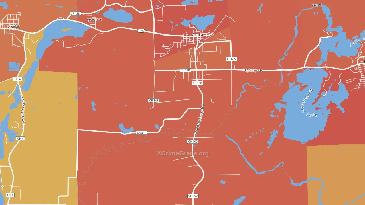 Aurora, MN Map of Vandalism Rates