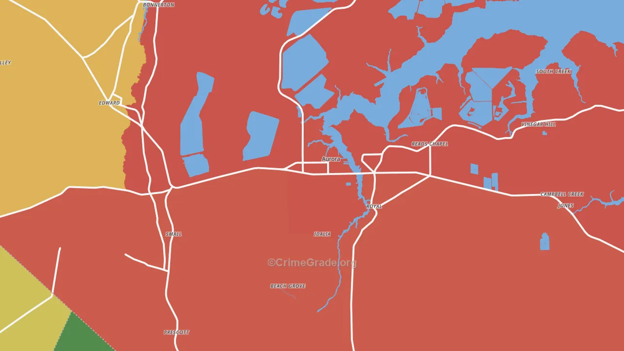Aurora, NC Map of Vandalism Rates