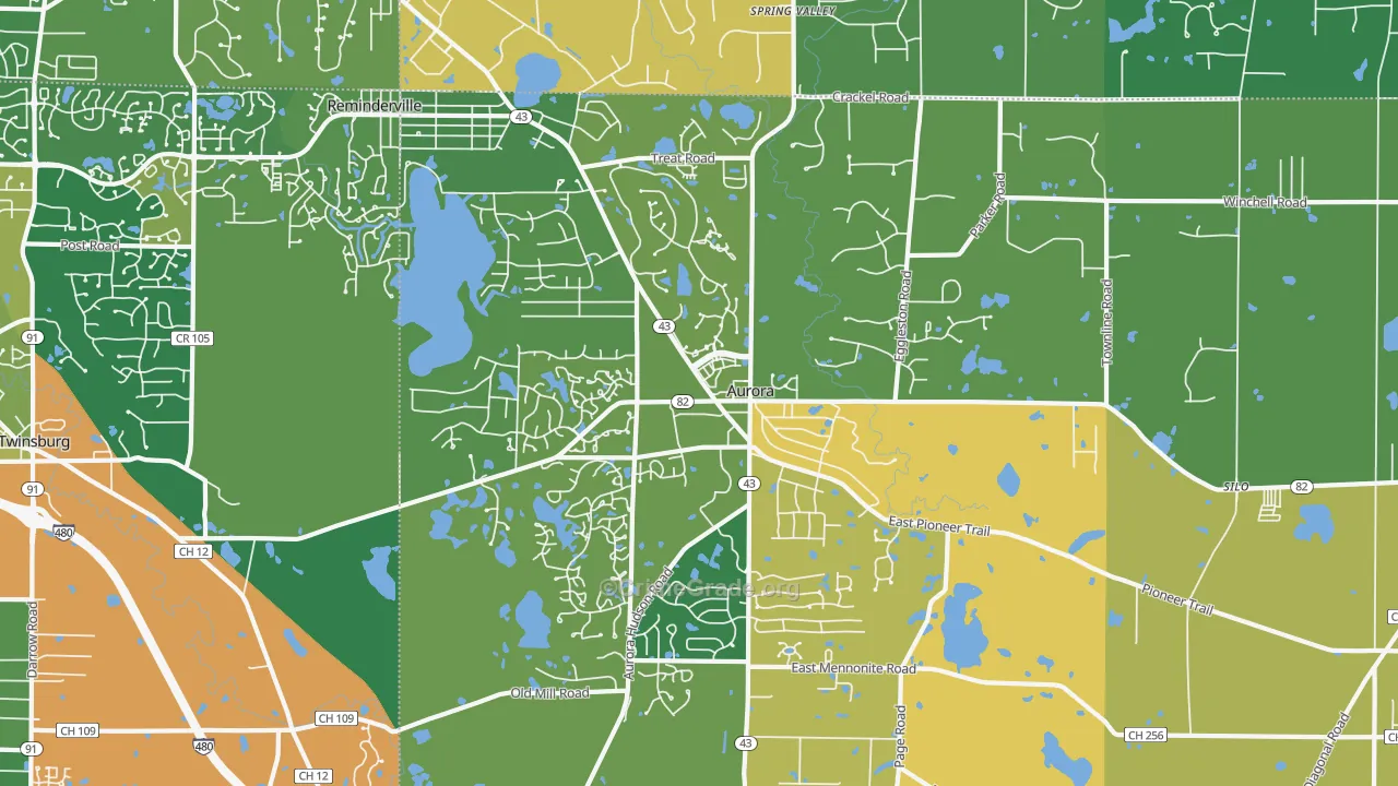 Aurora, OH Map of Vandalism Rates