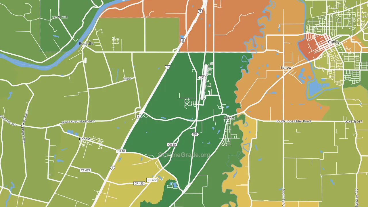 Aurora, OR Map of Vandalism Rates
