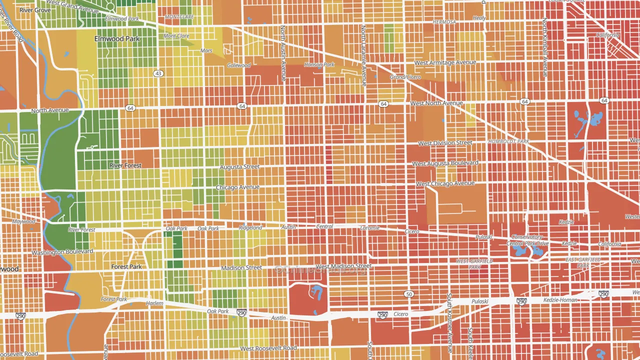 Austin, Chicago, IL Map of Vandalism Rates