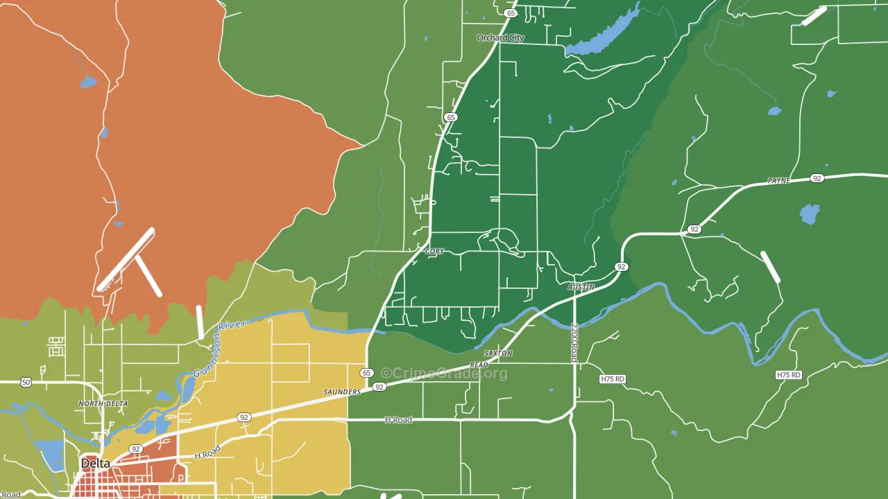 Austin, CO Map of Vandalism Rates