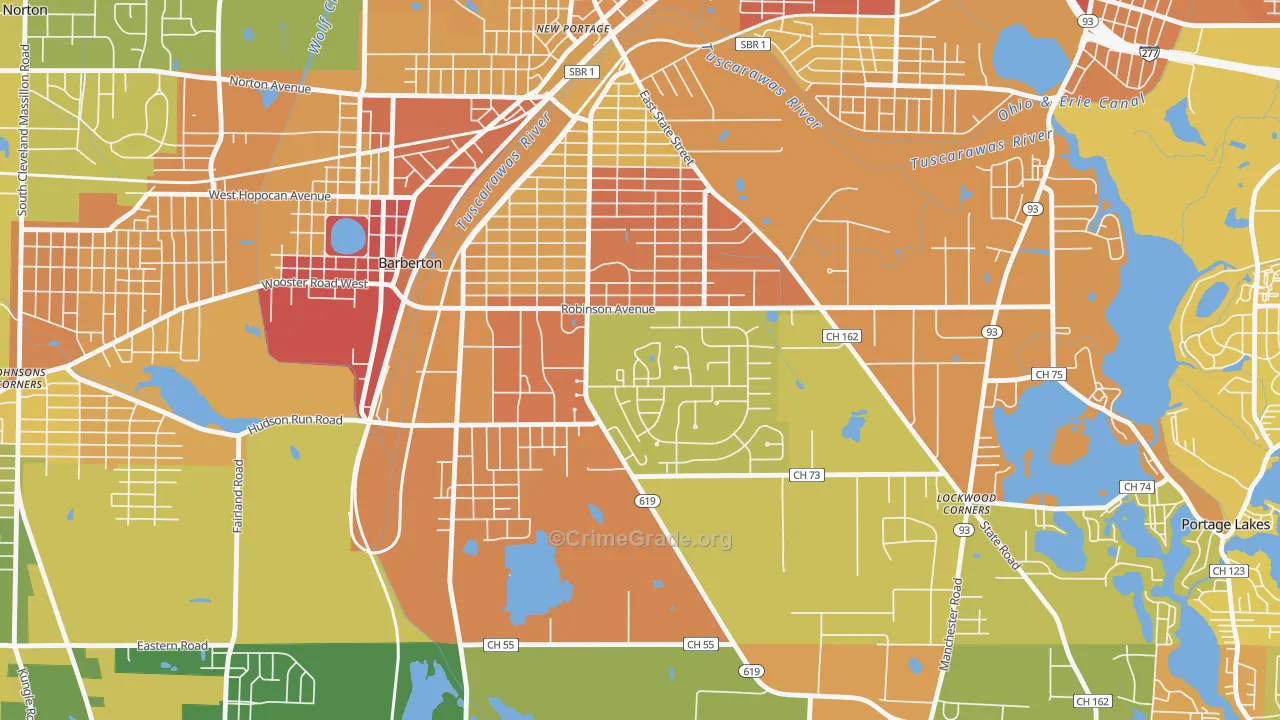 Austin Estates, Barberton, OH Map of Vandalism Rates