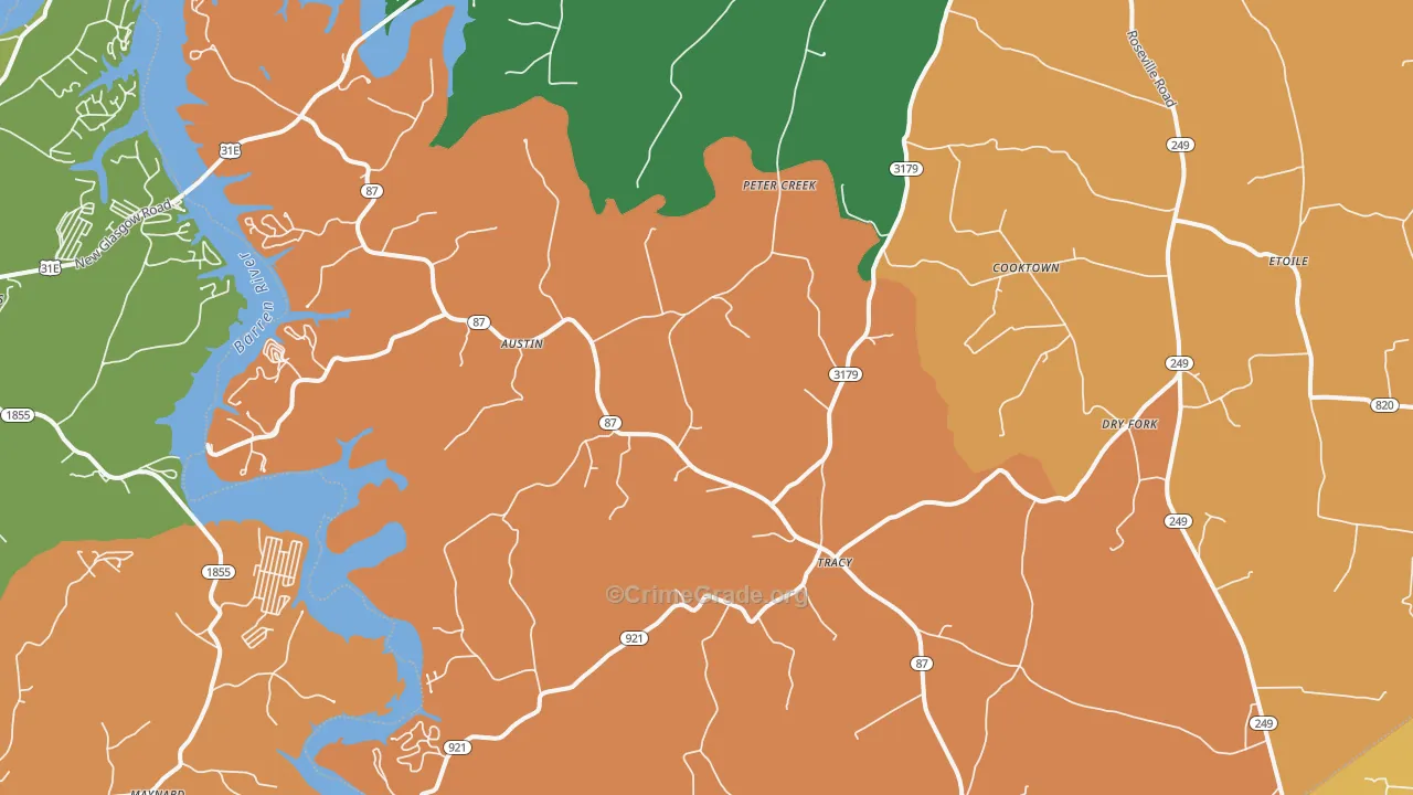 Austin, KY Map of Vandalism Rates