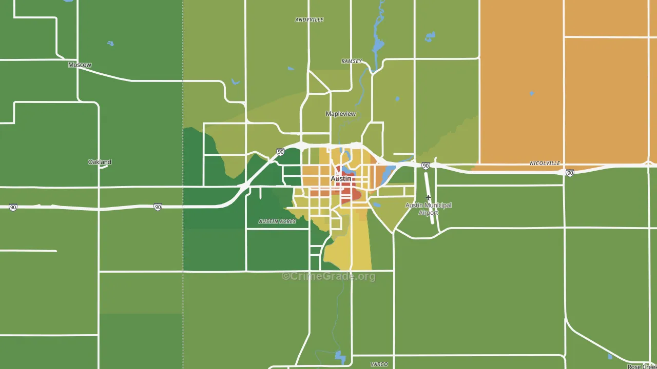 Austin, MN Map of Vandalism Rates