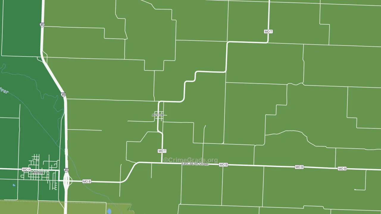 Austin, MO Map of Vandalism Rates