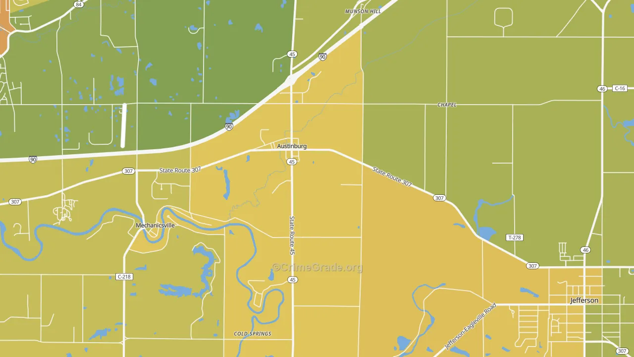 Austinburg, OH Map of Vandalism Rates