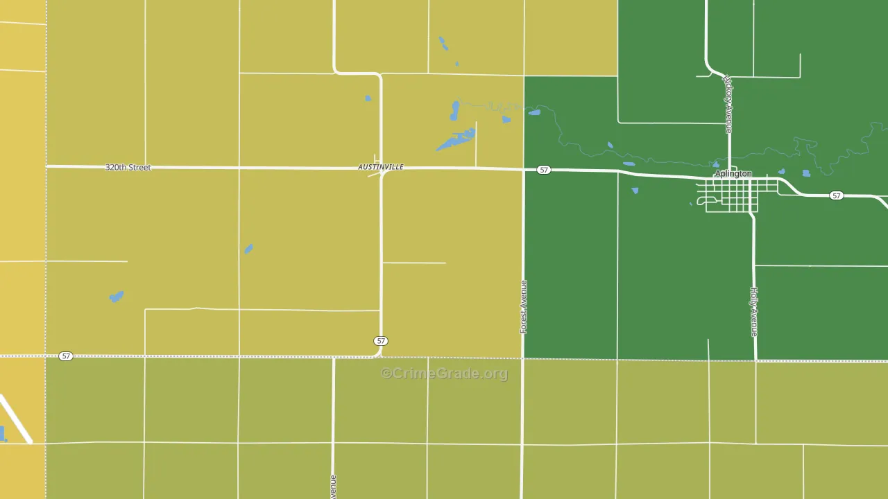 Austinville, IA Map of Vandalism Rates