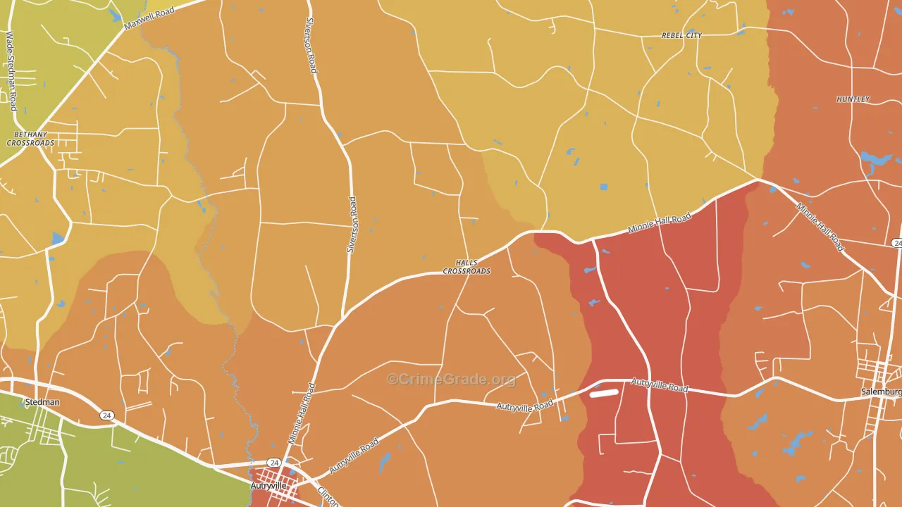 Autryville, NC Map of Vandalism Rates