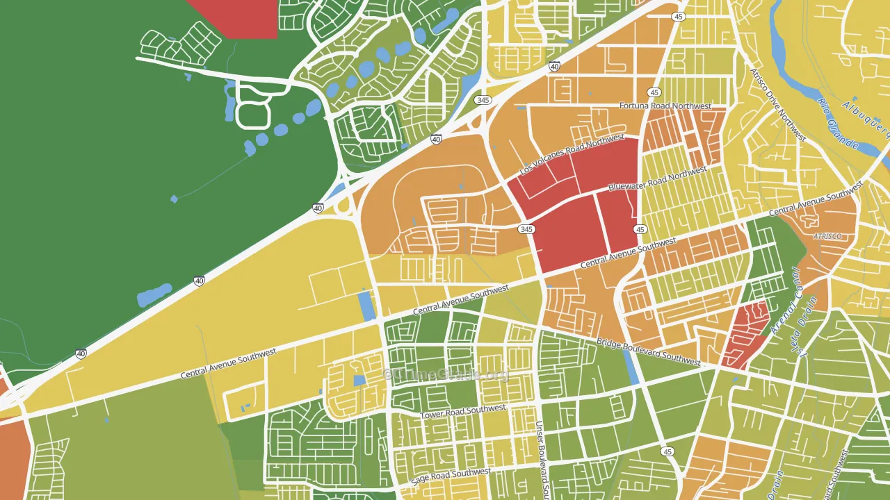 Avalon, Albuquerque, NM Map of Vandalism Rates