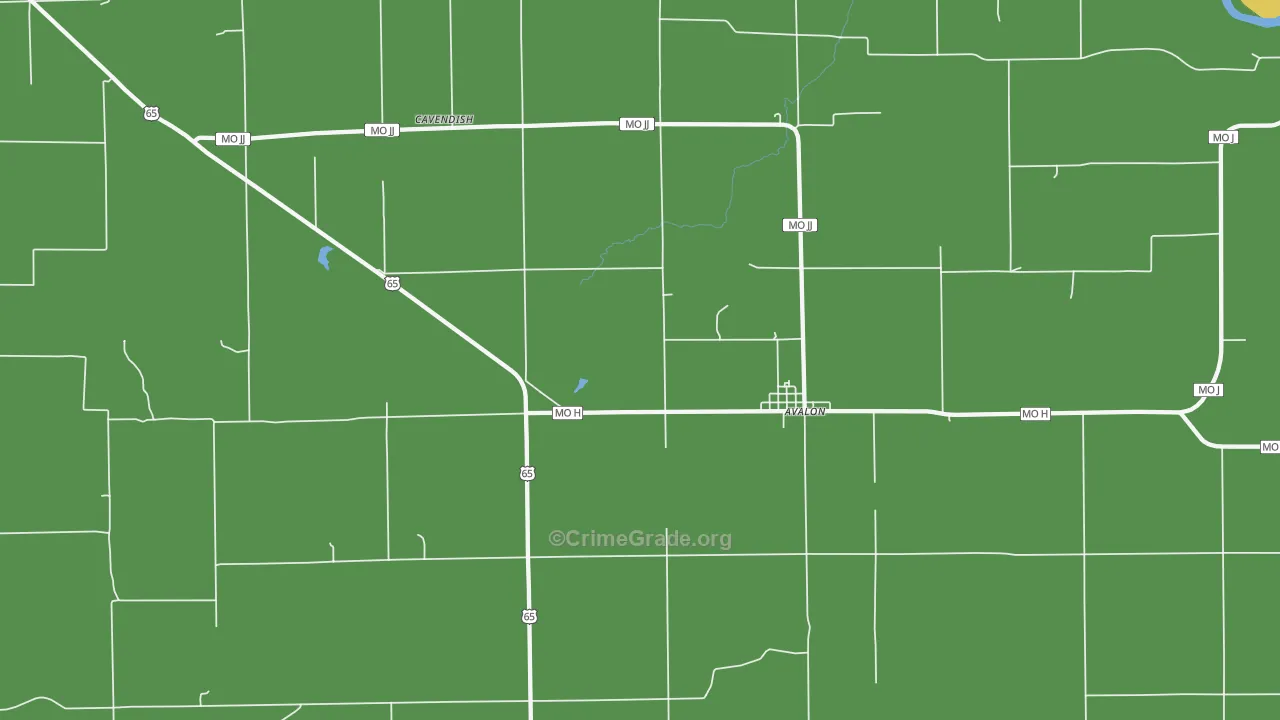 Avalon, MO Map of Vandalism Rates