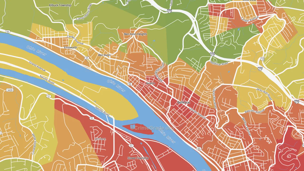 Avalon, PA Map of Vandalism Rates