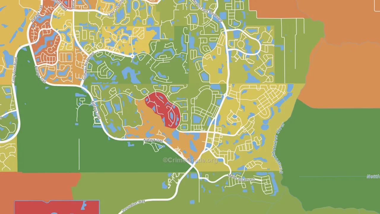 Avalon Park Northwest Village, Alafaya, FL Map of Vandalism Rates
