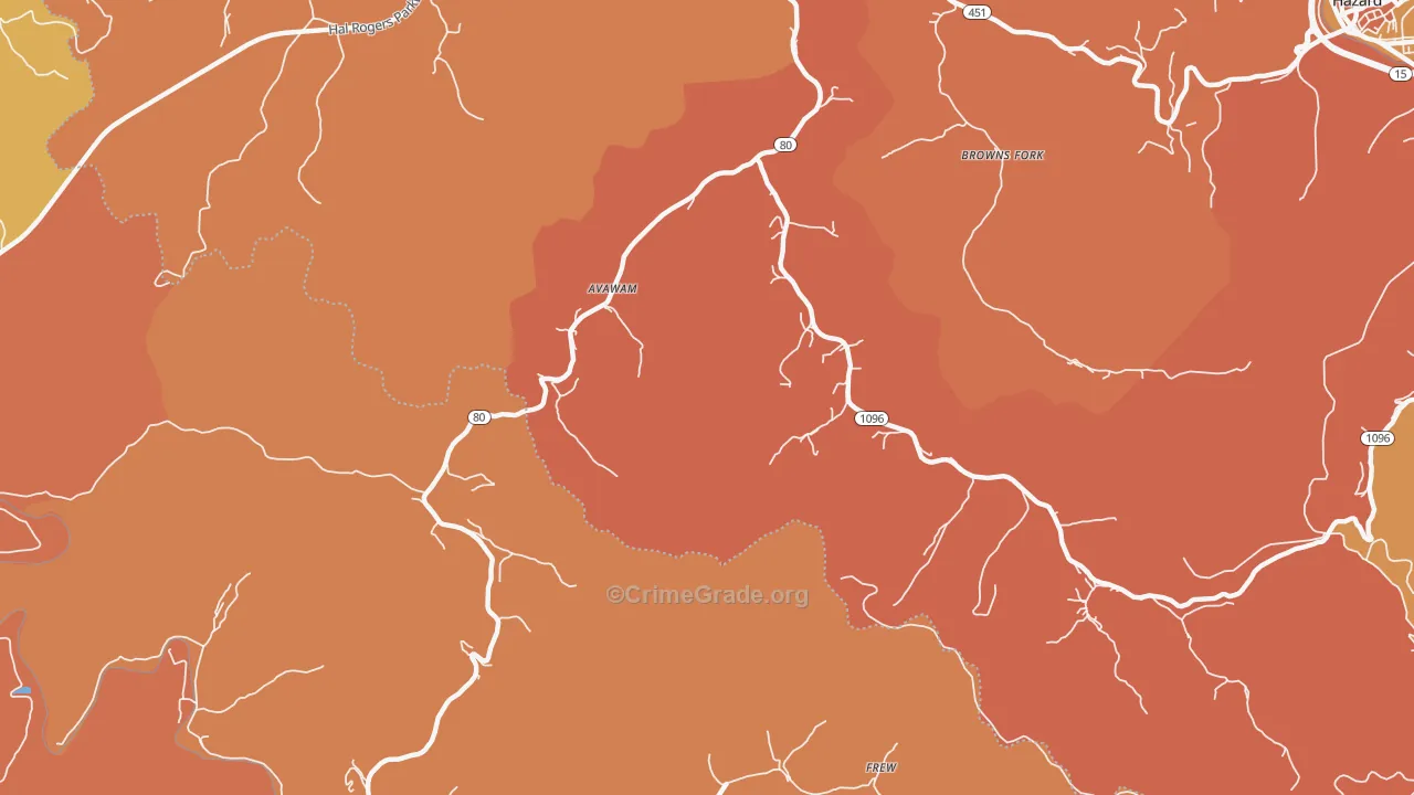 Avawam, KY Map of Vandalism Rates