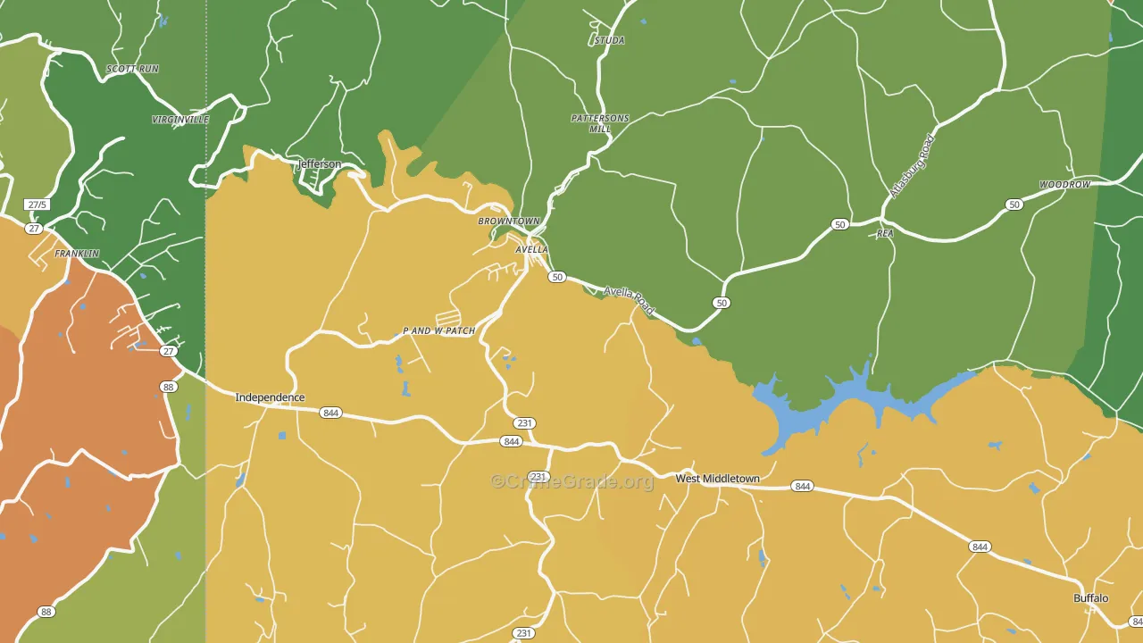 Avella, PA Map of Vandalism Rates