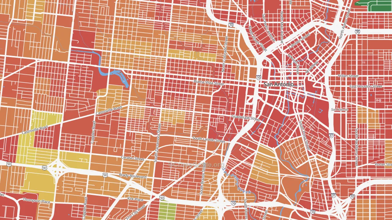 Avenida Guadalupe, San Antonio, TX Map of Vandalism Rates