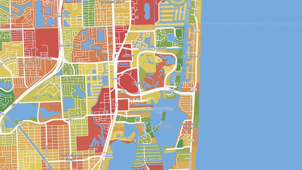 Aventura, FL Map of Vandalism Rates