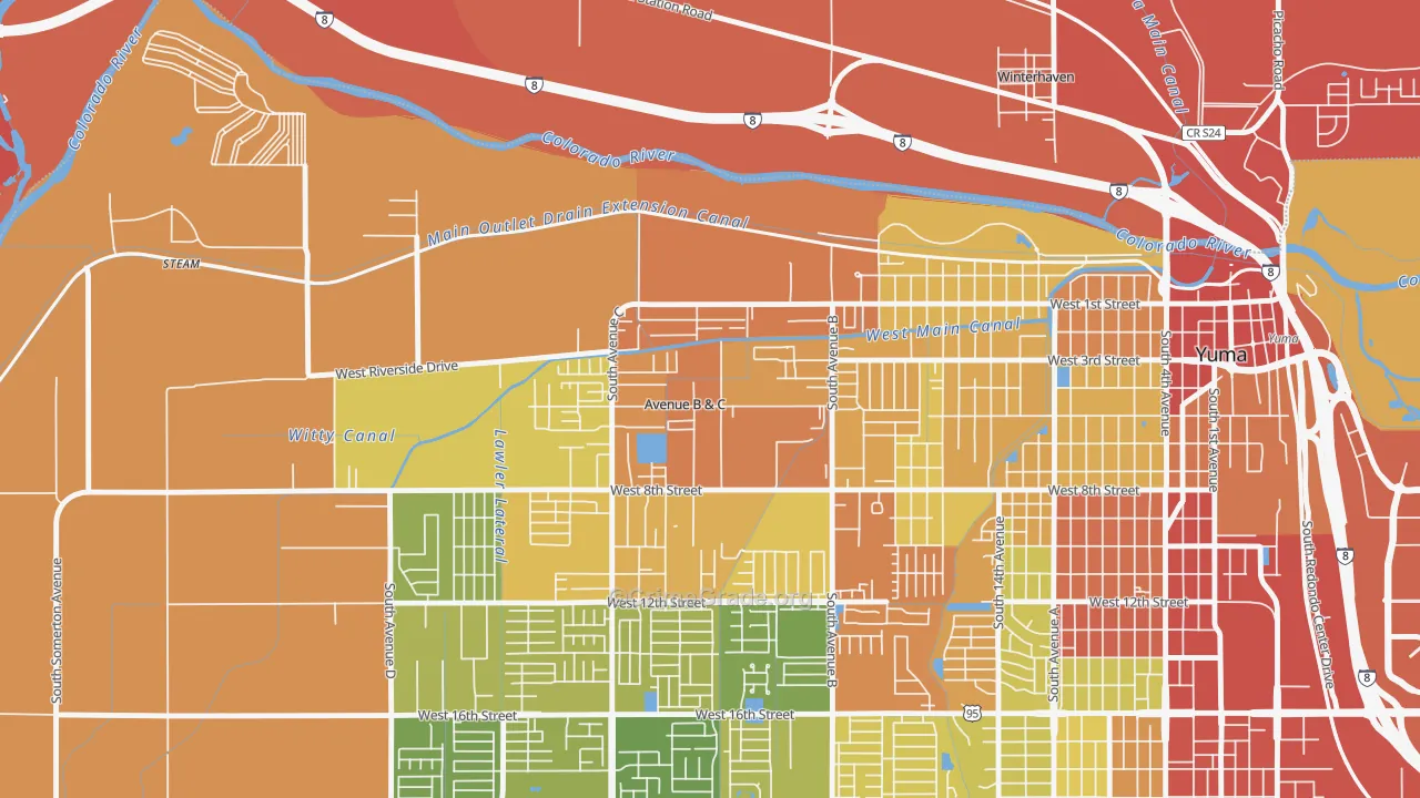 Avenue B and C, AZ Map of Vandalism Rates