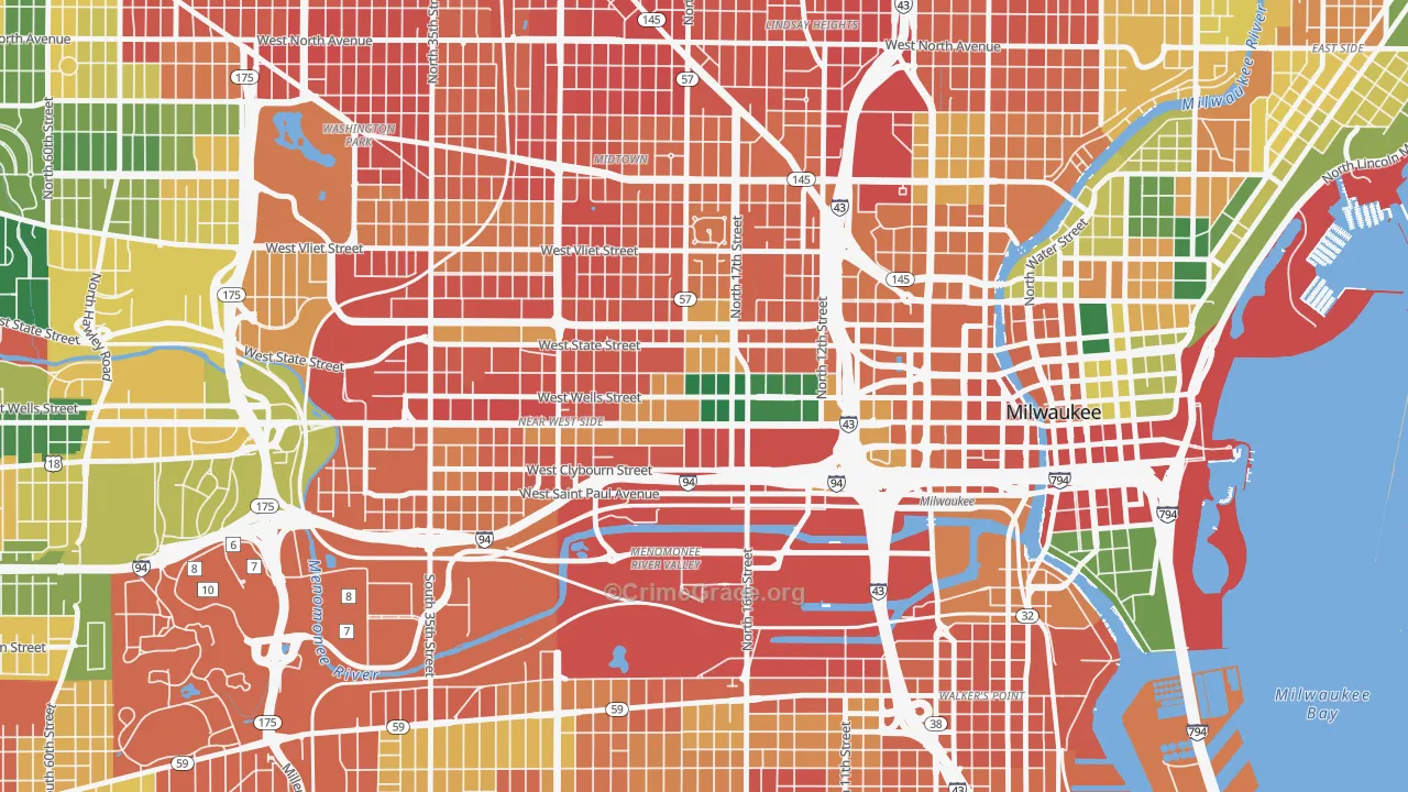 Avenues West, Milwaukee, WI Map of Vandalism Rates