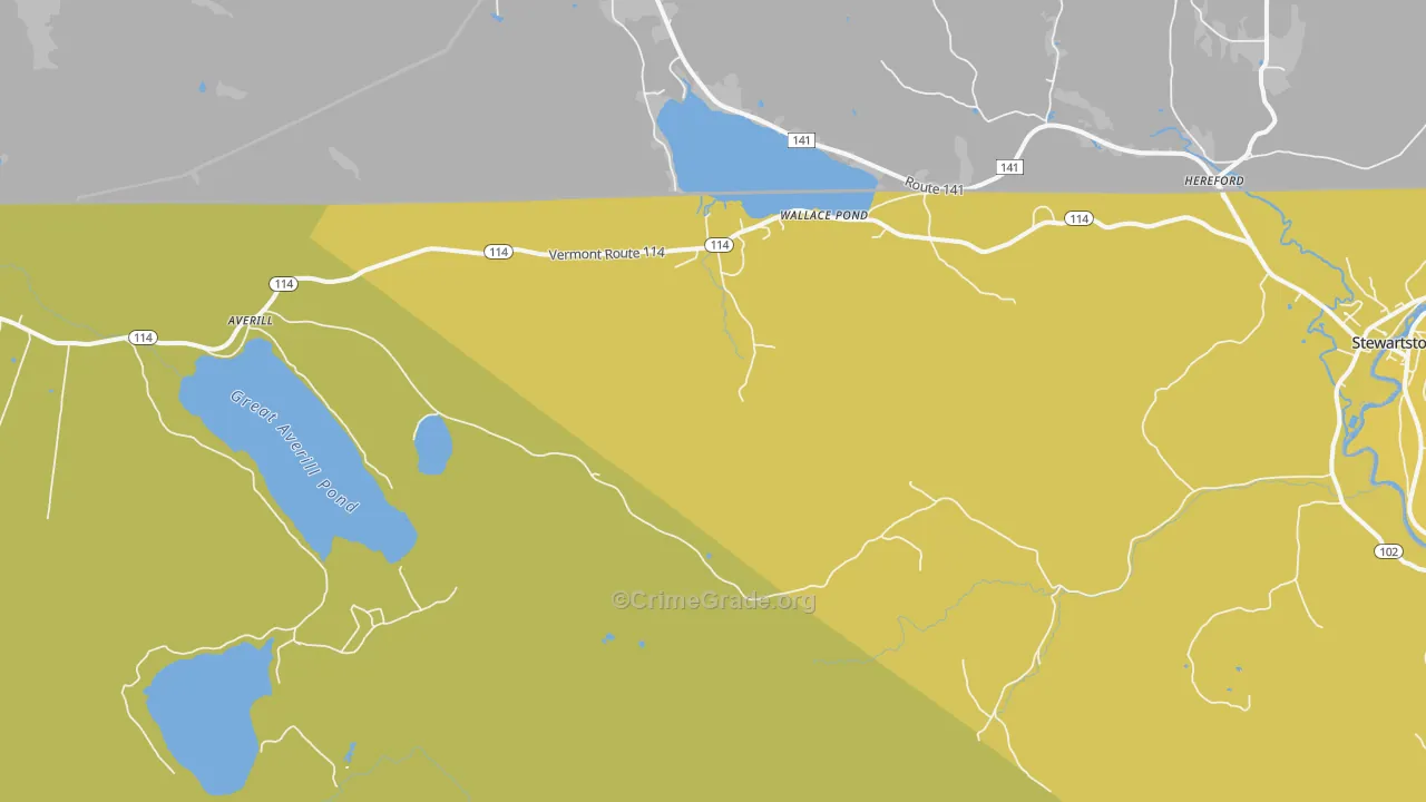 Averill, VT Map of Vandalism Rates