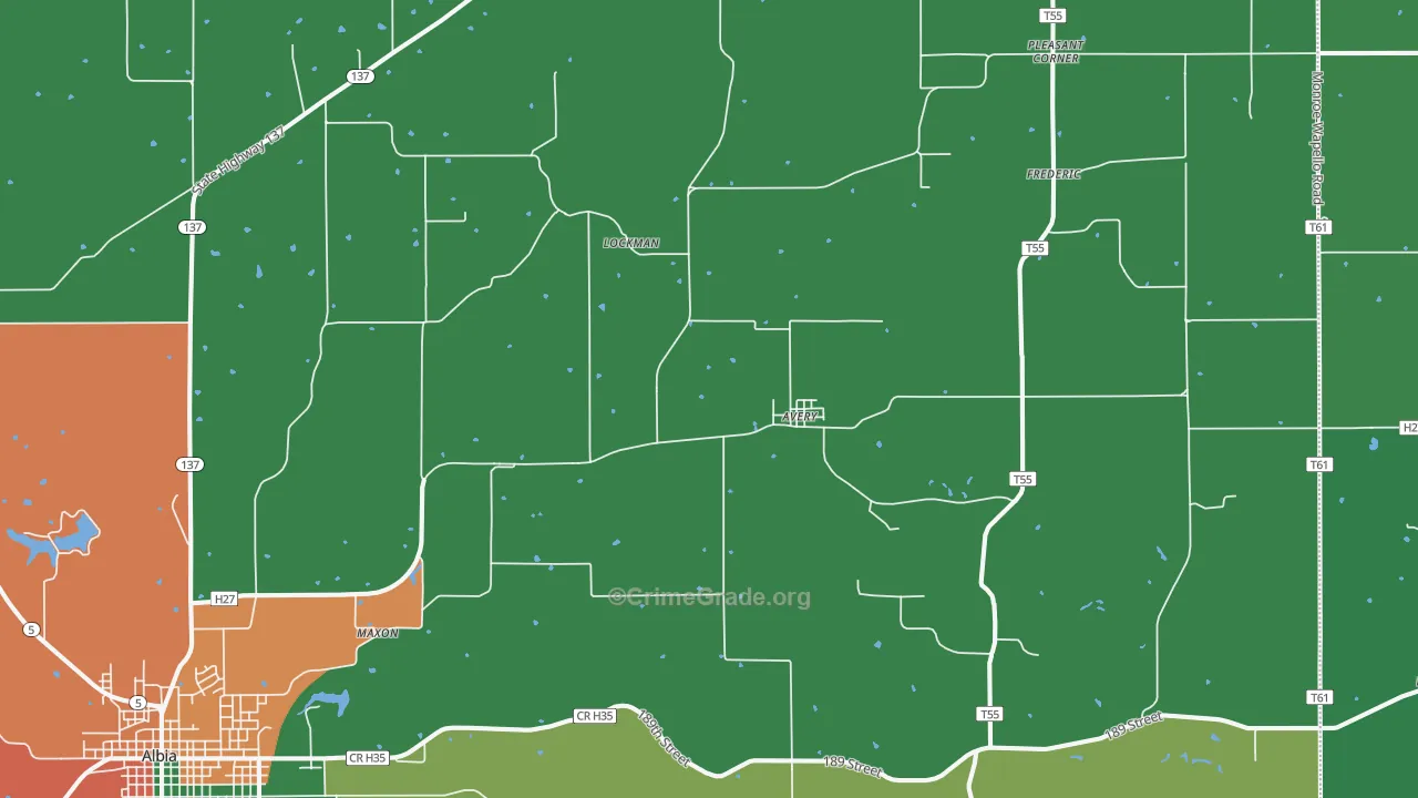 Avery, IA Map of Vandalism Rates